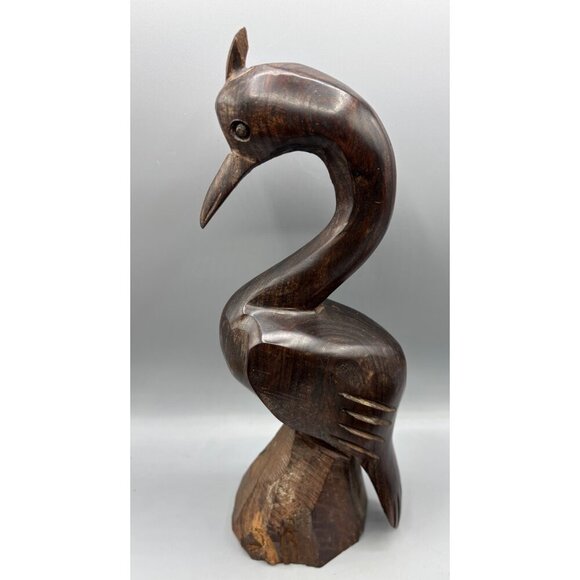 Vtg 3 Pc Ironwood Hand Carved Wood Pelican Crane Dolphins‎ Figurines Nautical - Picture 6 of 10